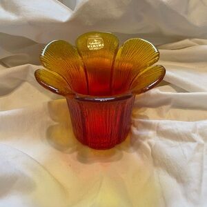 VINTAGE VIKING AMBERINA GLASS VOTIVE CANDLE HOLDER